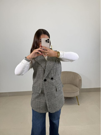 Chaleco pata de gallo negro