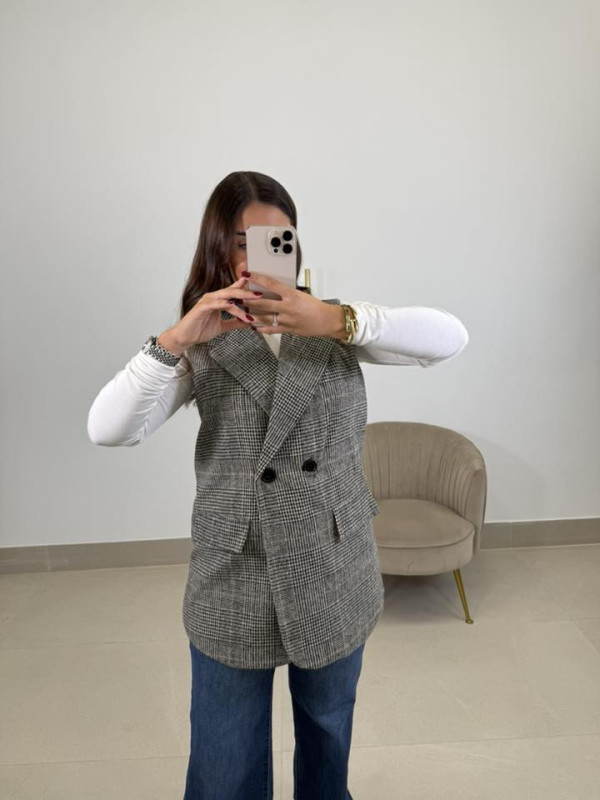 Chaleco pata de gallo negro