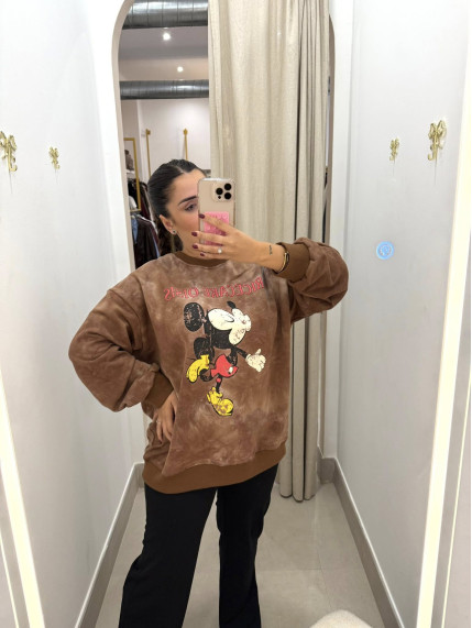 Sudadera Ricecake oisis Mickey marron