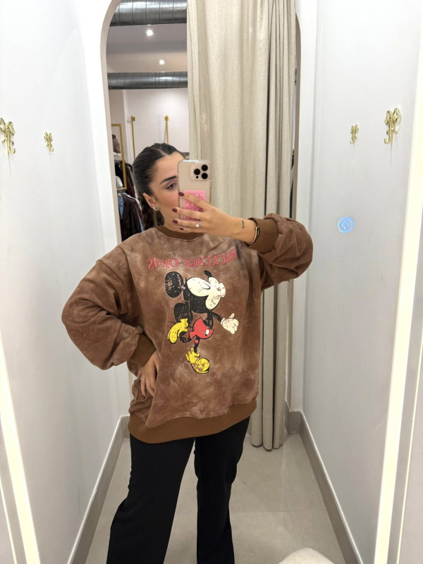 Sudadera Ricecake oisis Mickey marron Sudadera Ricecake oisis Mickey marron