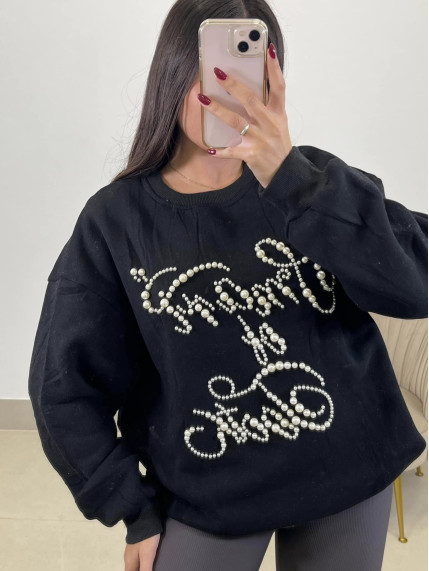 Sudadera Perlas negra