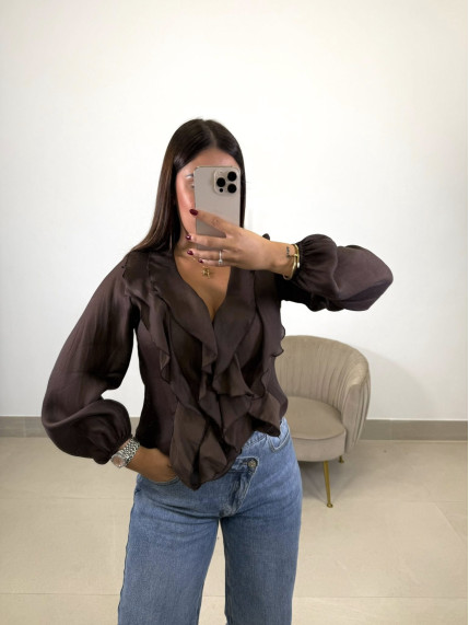 Blusa volante chocolate