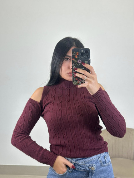 Top hombros cut out tinto
