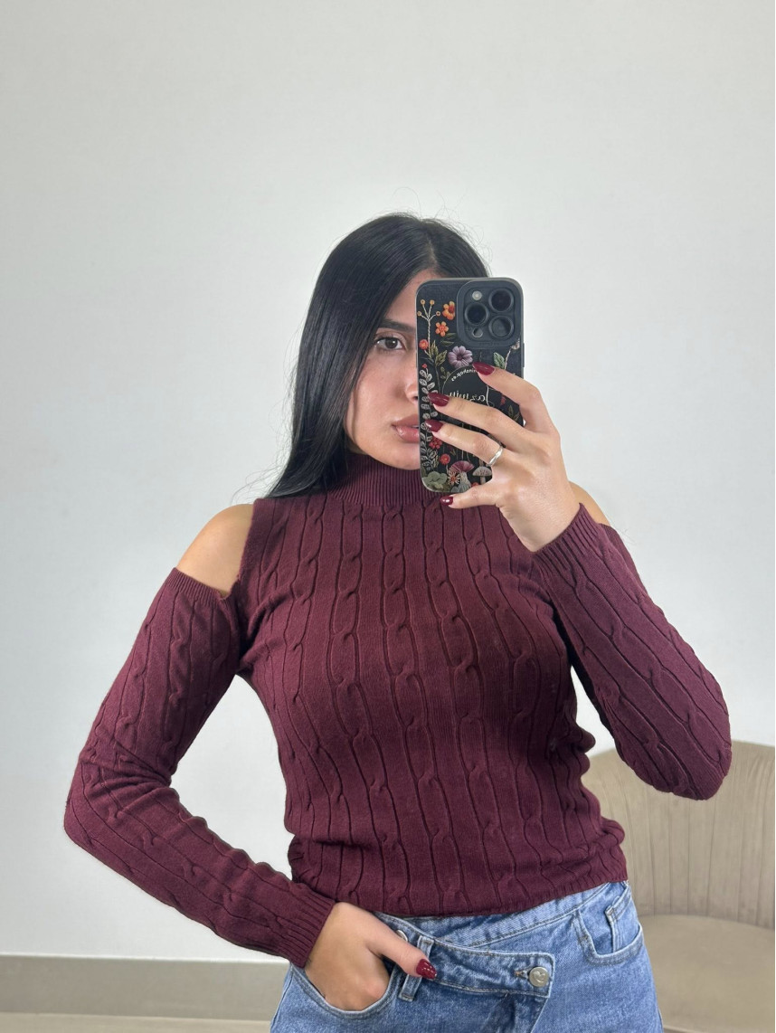 Top hombros cut out tinto