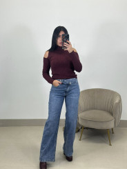 Top hombros cut out tinto