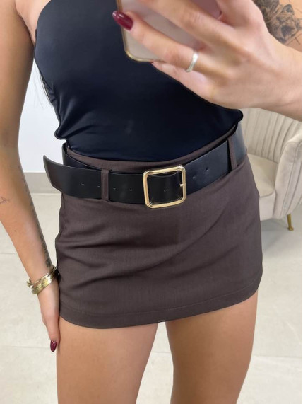 Falda pantalon cinturon chocolate