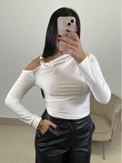 Top asimetrico blanco