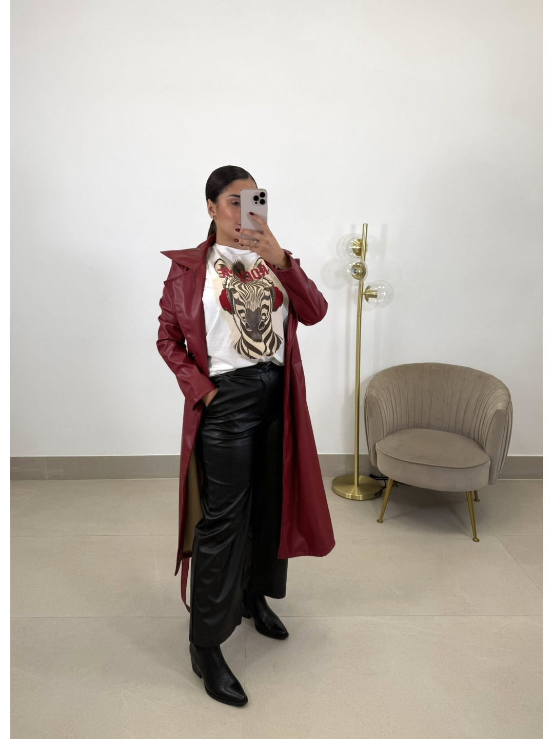 Gabardina polipiel tinto