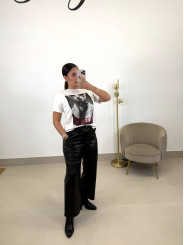 Pantalon polipiel flare negro