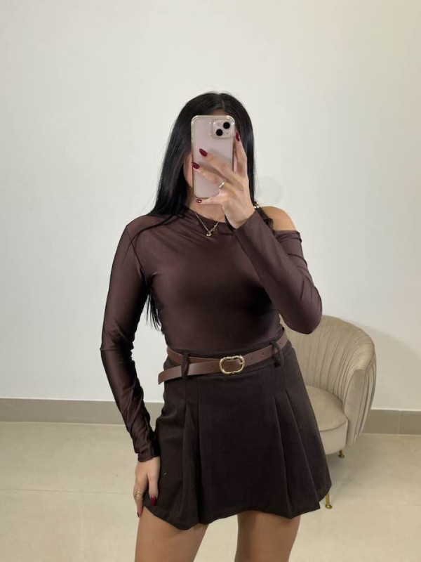 faldapantalon pata de gallo marron