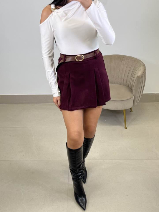 faldapantalon pata de gallo tinto