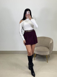 faldapantalon pata de gallo tinto