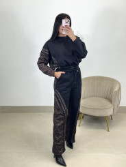 conjunto combinado leopardo negro