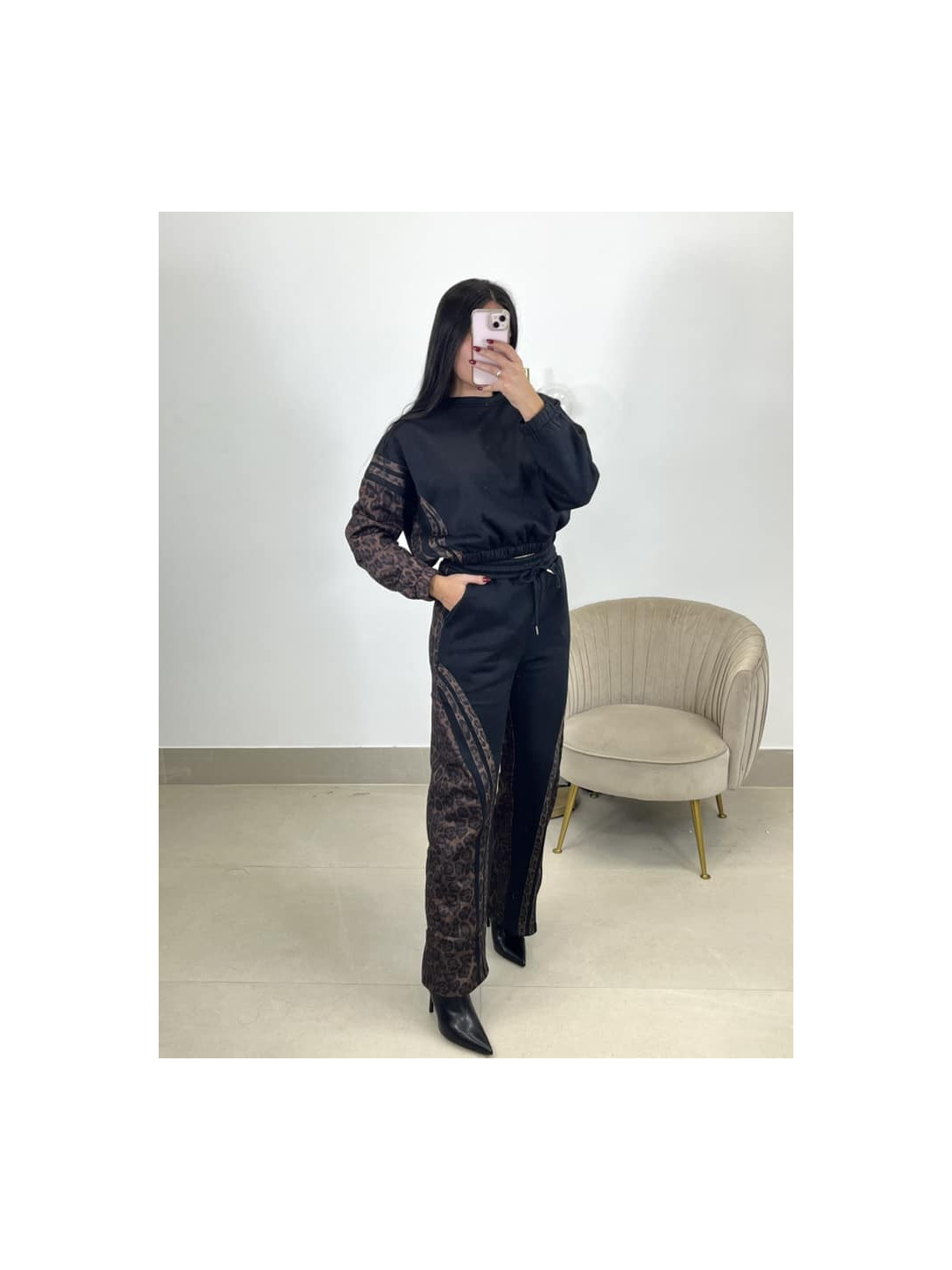 conjunto combinado leopardo negro