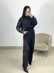 conjunto combinado leopardo negro