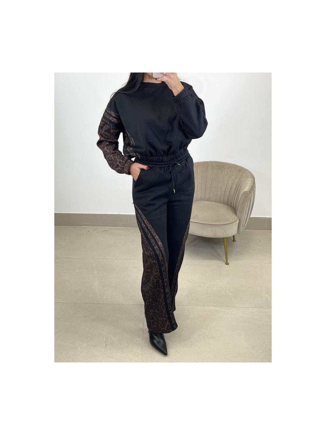 conjunto combinado leopardo negro