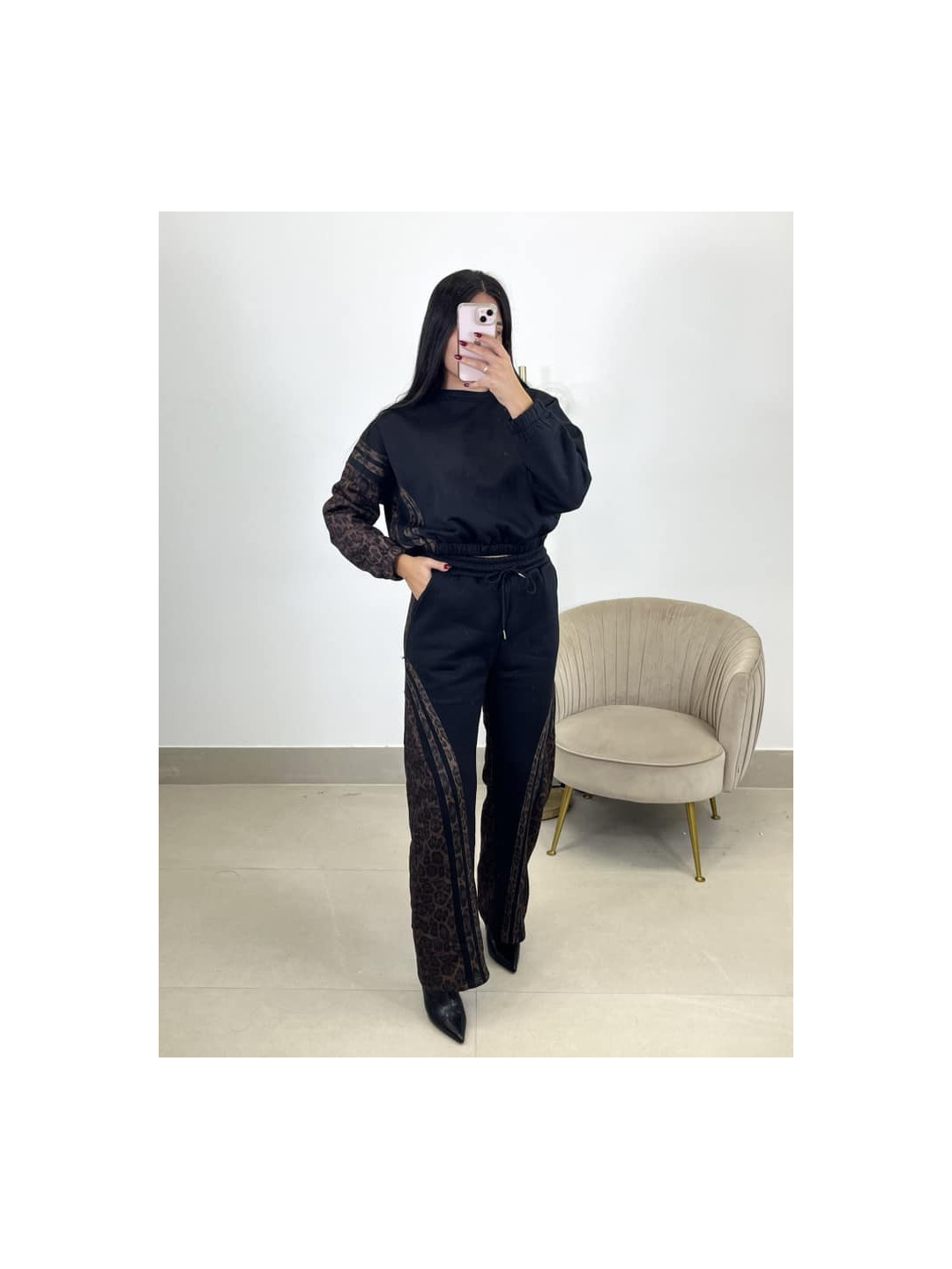 conjunto combinado leopardo negro