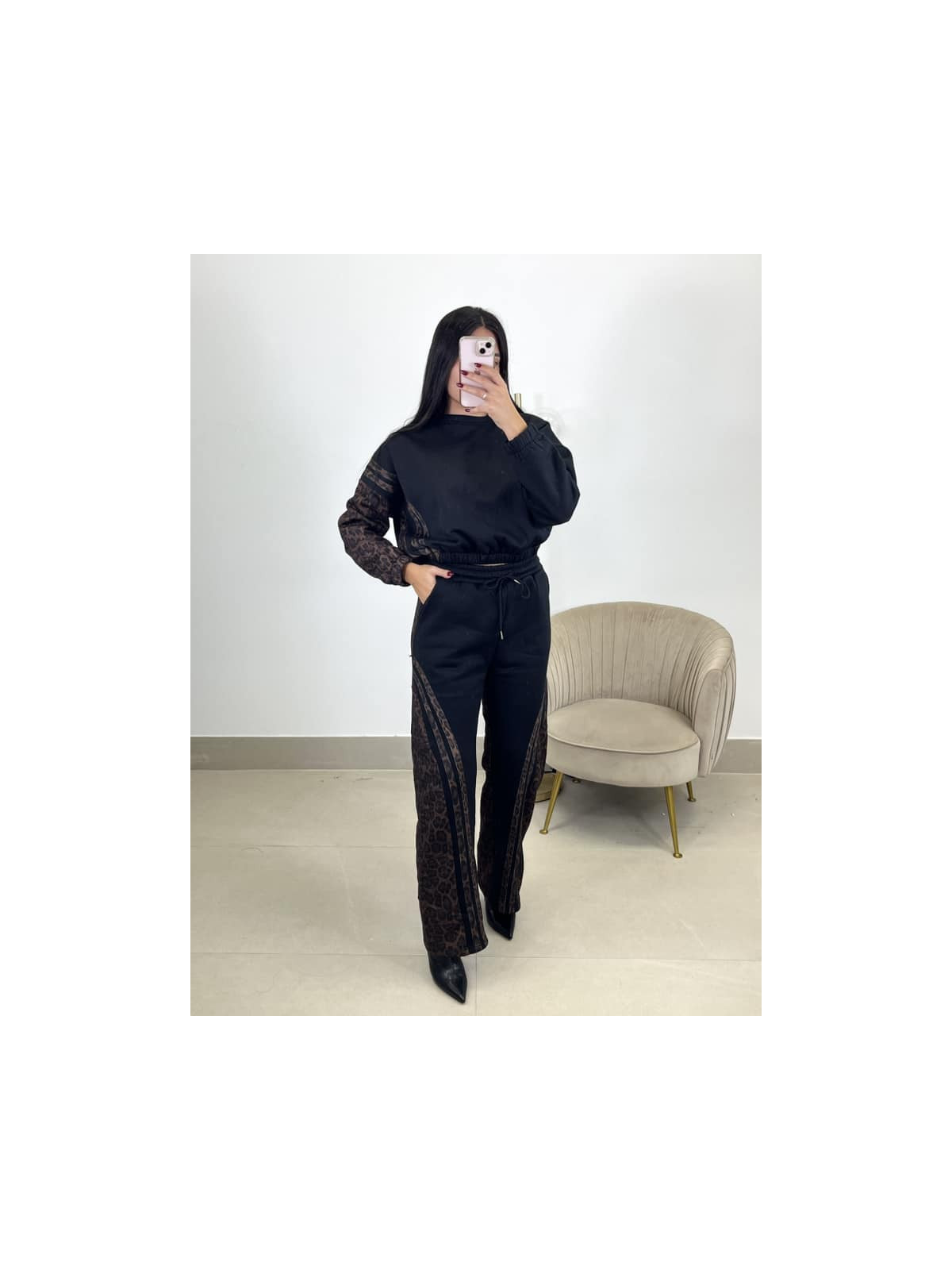 conjunto combinado leopardo negro