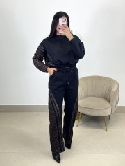 conjunto combinado leopardo negro