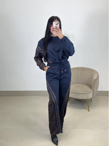 Conjunto combinado leopardo azul