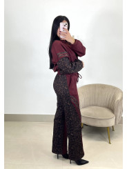 Conjunto combinado leopardo tinto