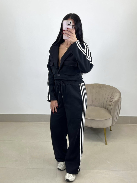 conjunto marieta rayas negro