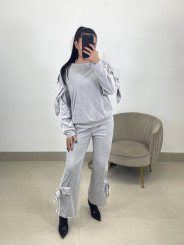 Conjunto tacto suave lazos gris claro