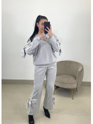 Conjunto tacto suave lazos gris claro