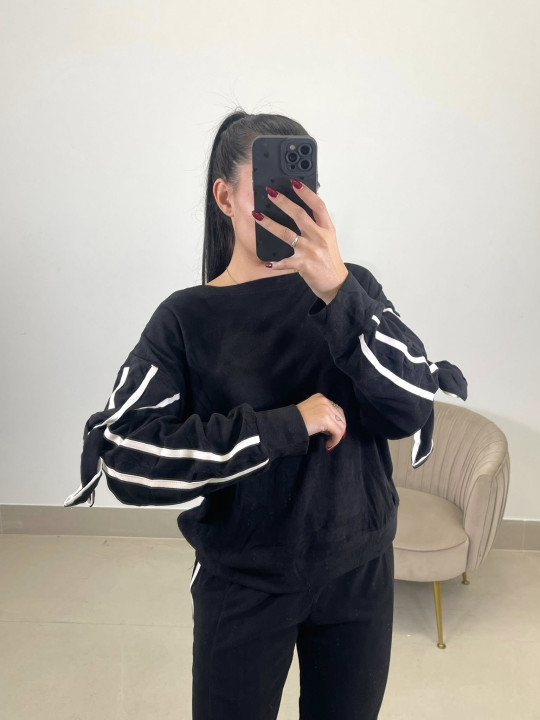 Conjunto tacto suave lazos negro