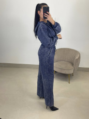 Conjunto desgastado capucha azul