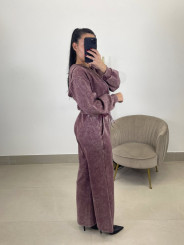 Conjunto desgastado capucha tinto