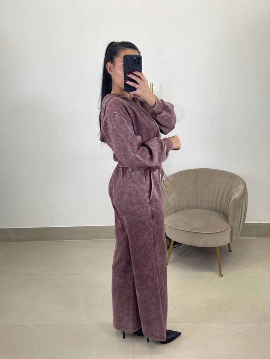 Conjunto desgastado capucha tinto