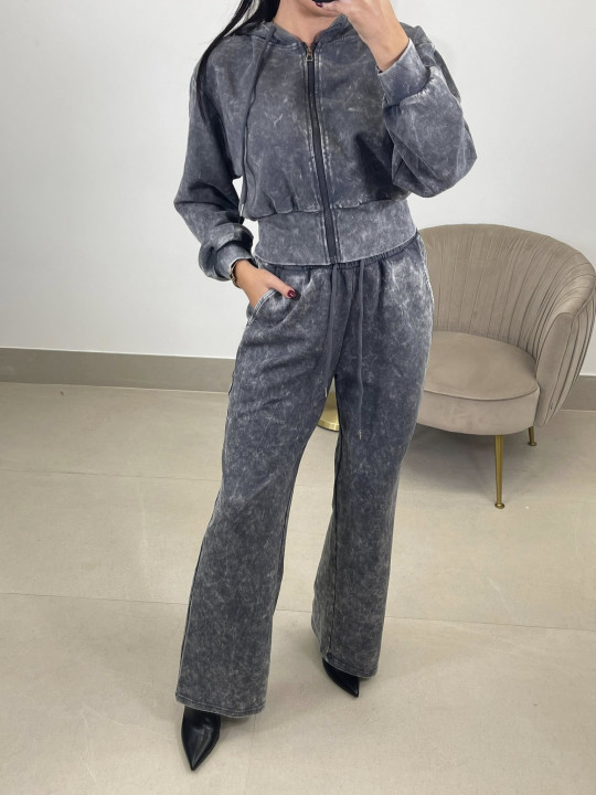 Conjunto desgastado capucha gris