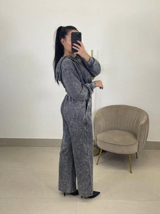 Conjunto desgastado capucha gris