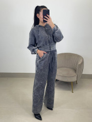 Conjunto desgastado capucha gris