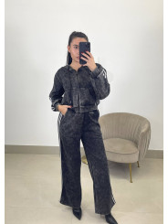 conjunto desgastado rayas laterales negro