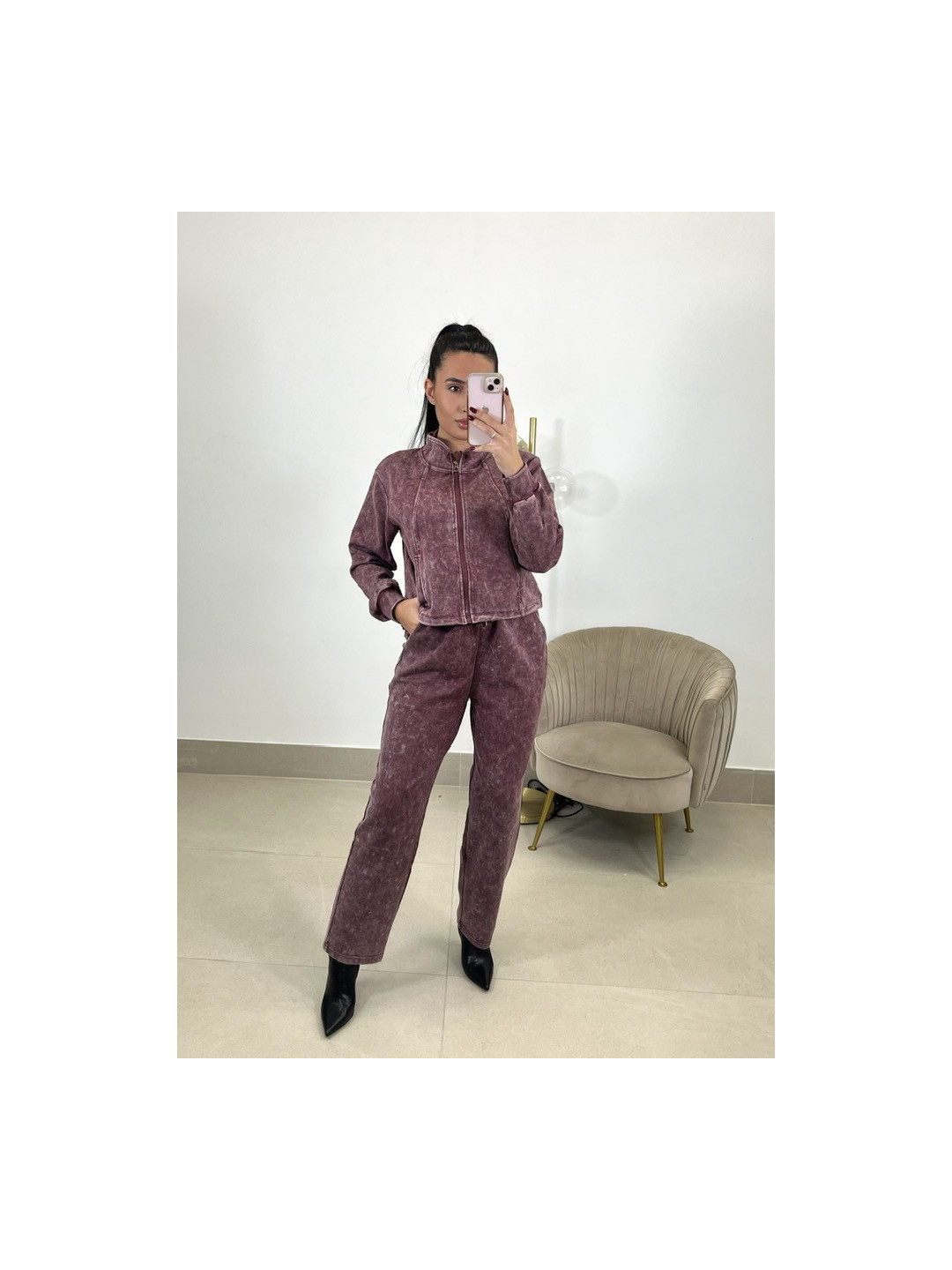 Conjunto desgastado Maria tinto