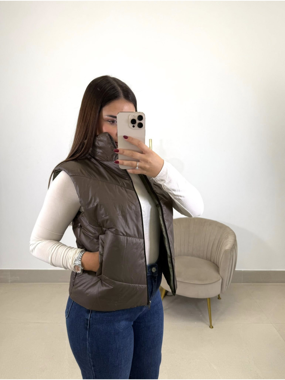 CHALECO ANORAK MARRON