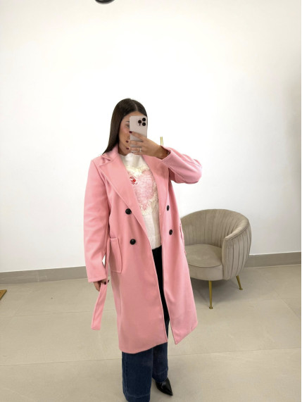 Abrigo básico paño rosa