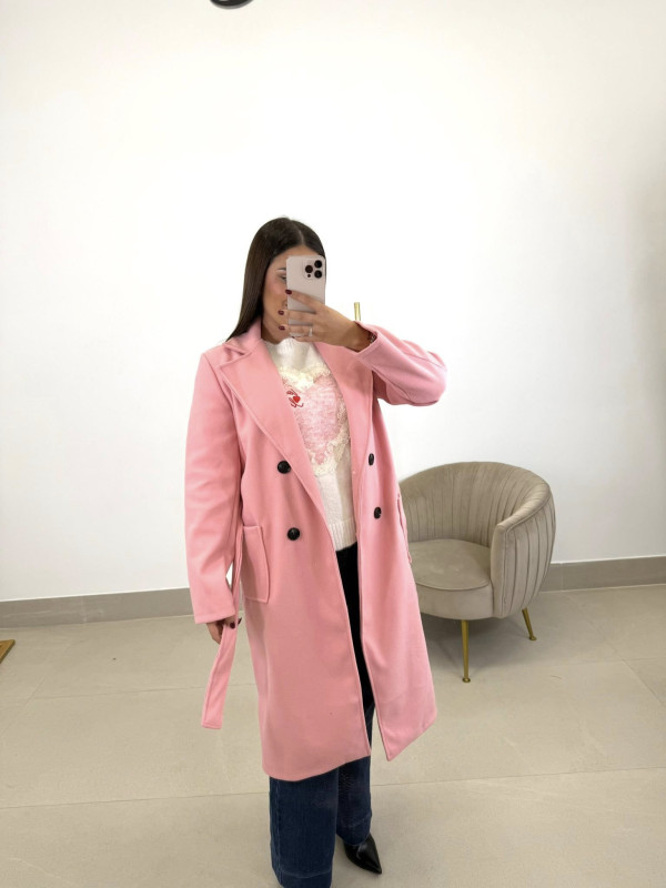 Abrigo básico paño rosa