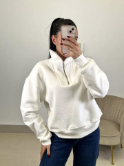 sudadera cuello chimenea blanca