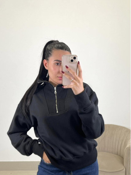 sudadera cuello chimenea negra