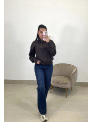 sudadera cuello chimenea marron