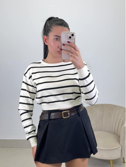 jersey crop rayas blanco