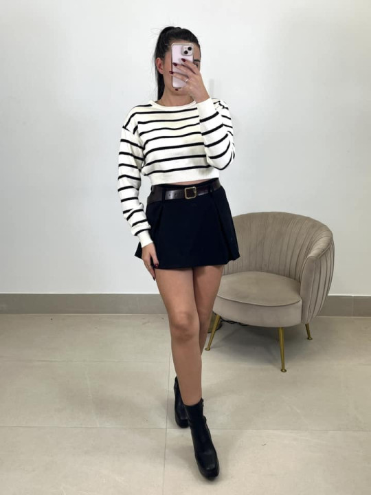 faldapantalon cinturon negro