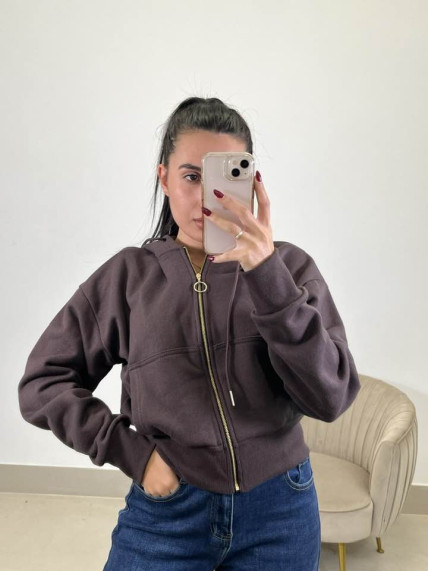 sudadera cremallera marron