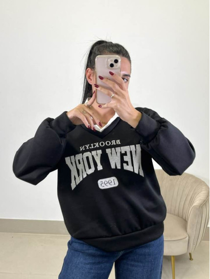 Sudadera combinada brooklyn negra