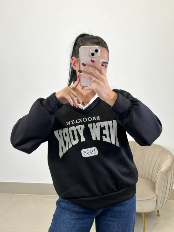 Sudadera combinada brooklyn negra