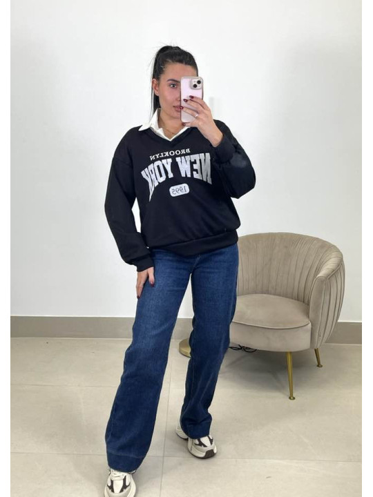 Sudadera combinada brooklyn negra