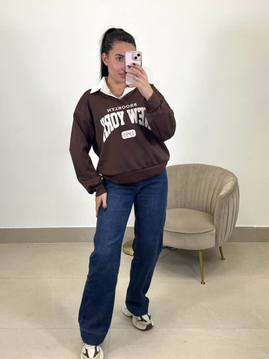 Sudadera combinada brooklyn marron